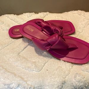 Women’s Anthropologie Maeve fusion pink square toe Knotted leather flip flop S9
